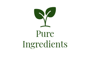 Logo featuring two green leaves above the text 'Pure Ingredients' in green font.